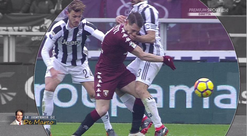 Torino Juve - moviola colpo Chiellini Belotti